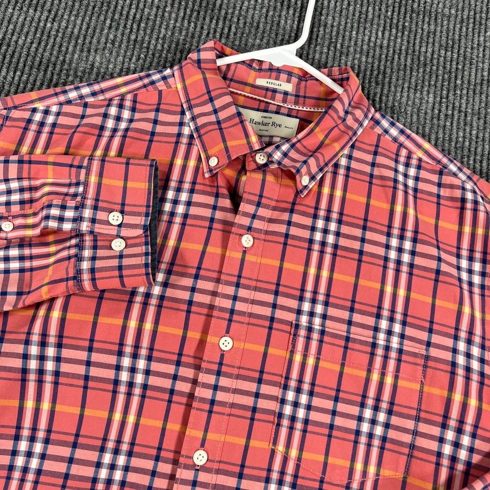 Hawker Rye Shirt Mens Large Pink Plaid Long Sleeve Button Down Casual Regular